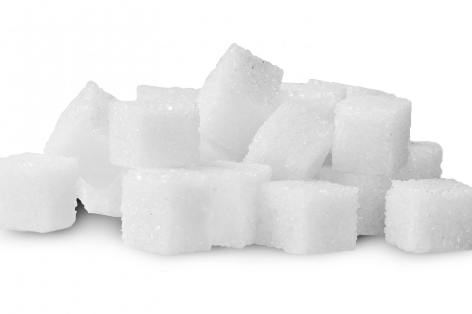 Pile Of Sugar Cubes Rotated Isolated On White Background