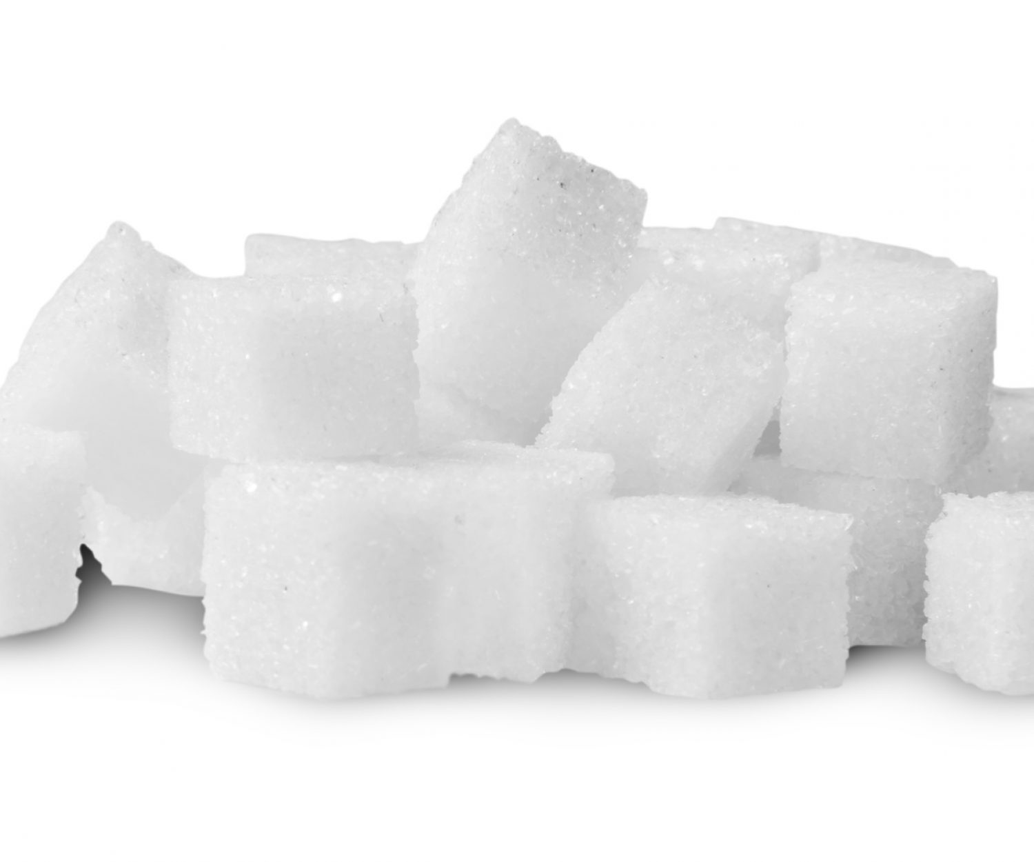Pile Of Sugar Cubes Rotated Isolated On White Background