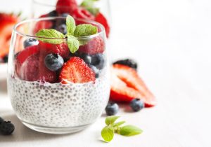 Chia seed pudding with berries